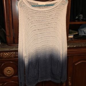 Long sleeve blue ombré sweater
